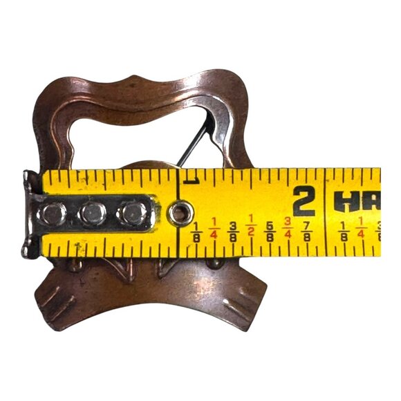 1950 Unsigned Rebajes Modernist Copper Comedy Mask Brooch MCM Drama Face Theatre - Picture 3 of 5